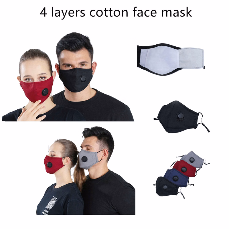 Cotton Face Mask With Valve And Filter Pocket