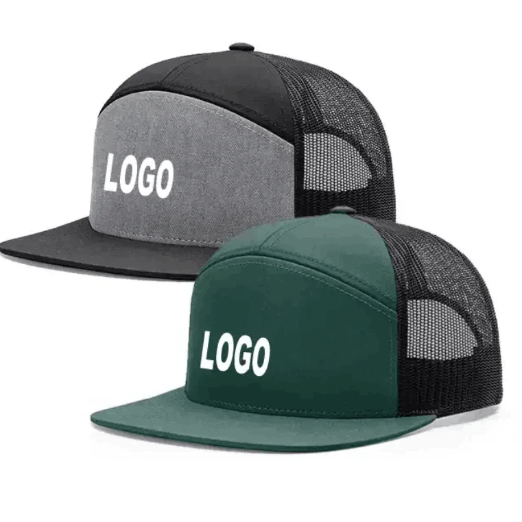 7-Panel Mesh Back Flat Bill Trucker Hat 1