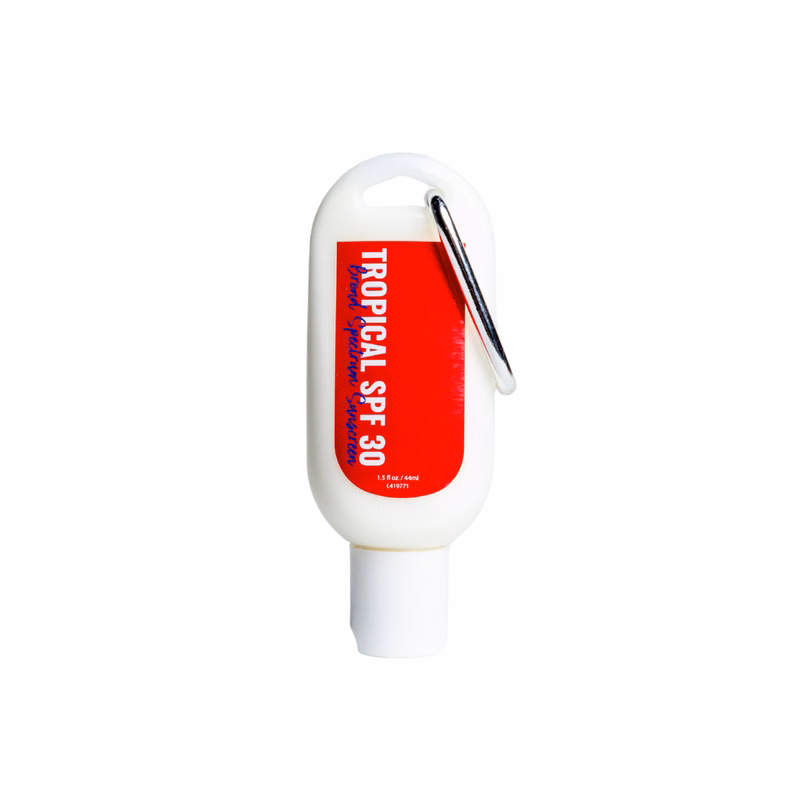 Tropical SPF 30 Broad Spectrum Sunscreen Tottle 1.5 fl oz w/ Carabiner