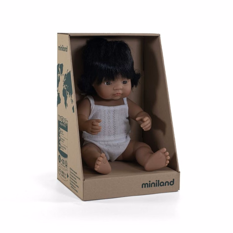 15" Baby Girl Dolls - Black Hair Brown Eyes
