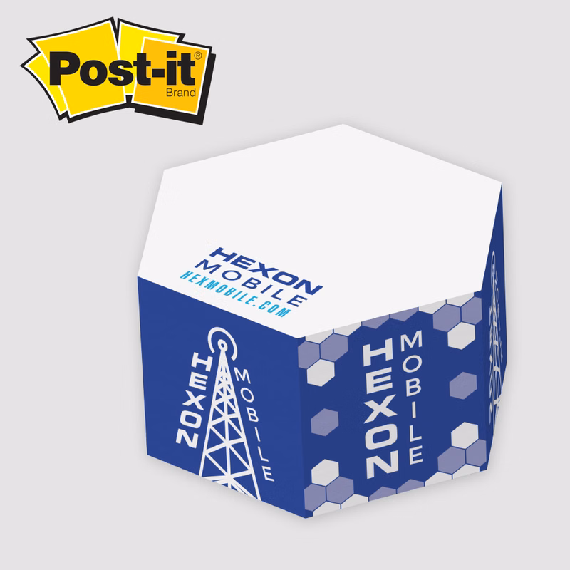 Post-it® Custom Printed Notes Cubes — Hexagon Half Cube - 