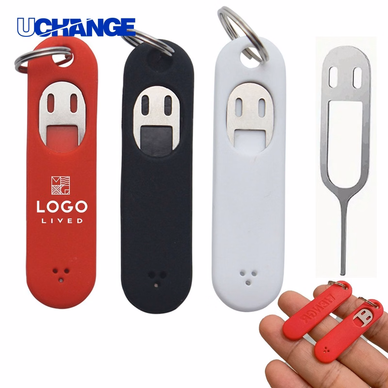 Silicone Keychain with SIM Eject Pin Tool