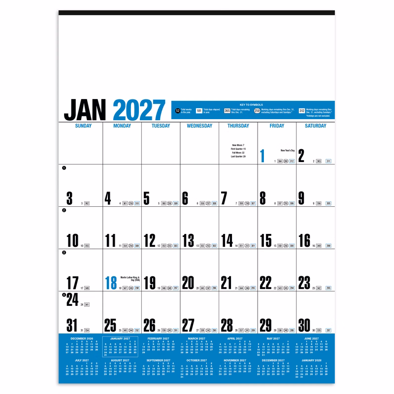 HotLine® Products Yearly Record® Blue Calendar