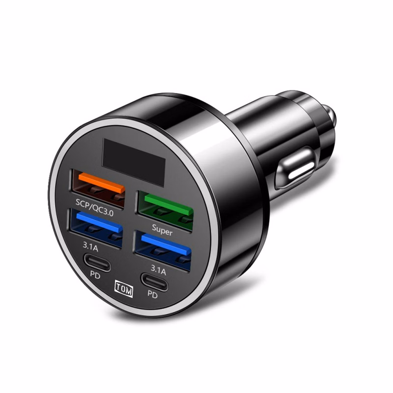 6 in 1 Digital Display Car Charger
