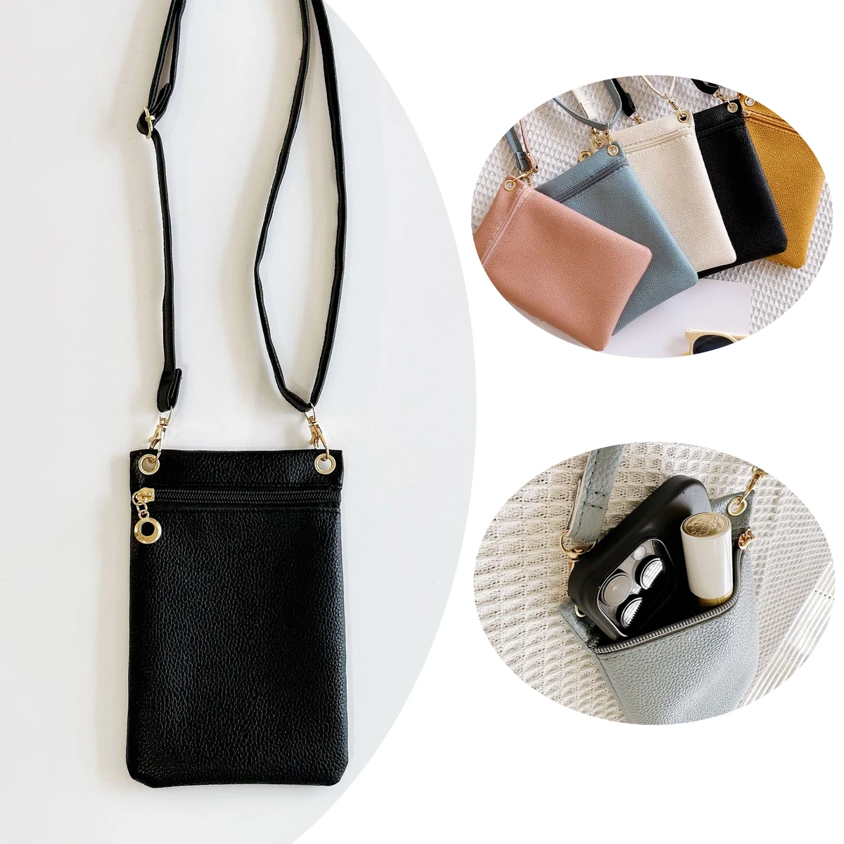 Lychee Grain Crossbody Cell Phone Bag 1