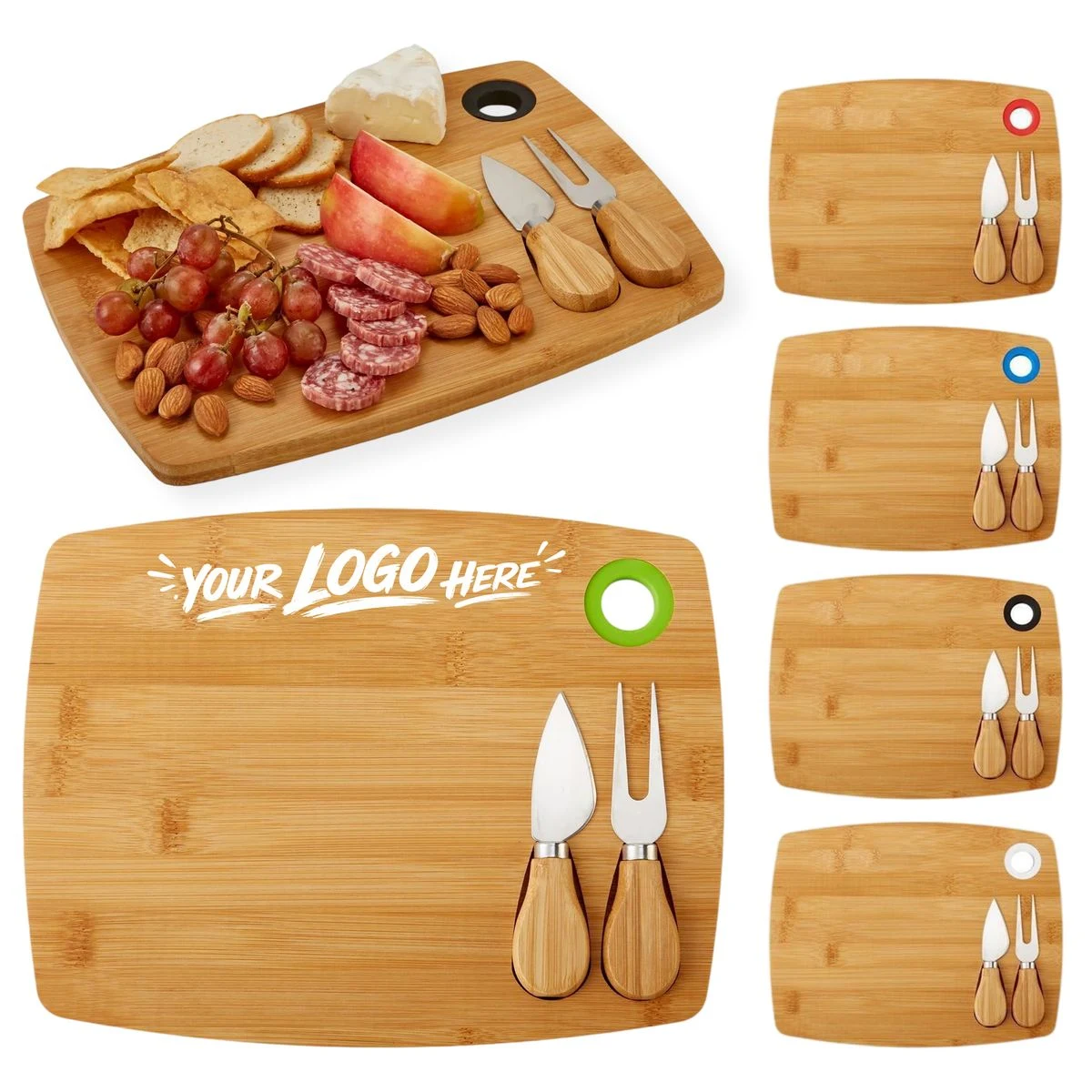 Bamboo Cheese Board Set With Knife And Fork 1