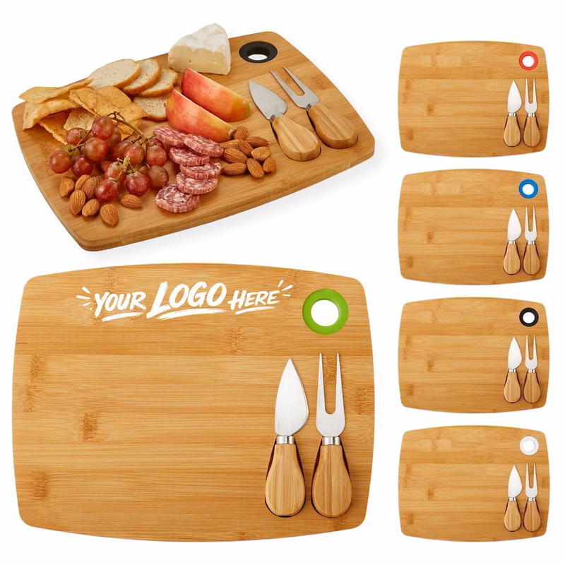 Bamboo Cheese Board Set With Knife And Fork