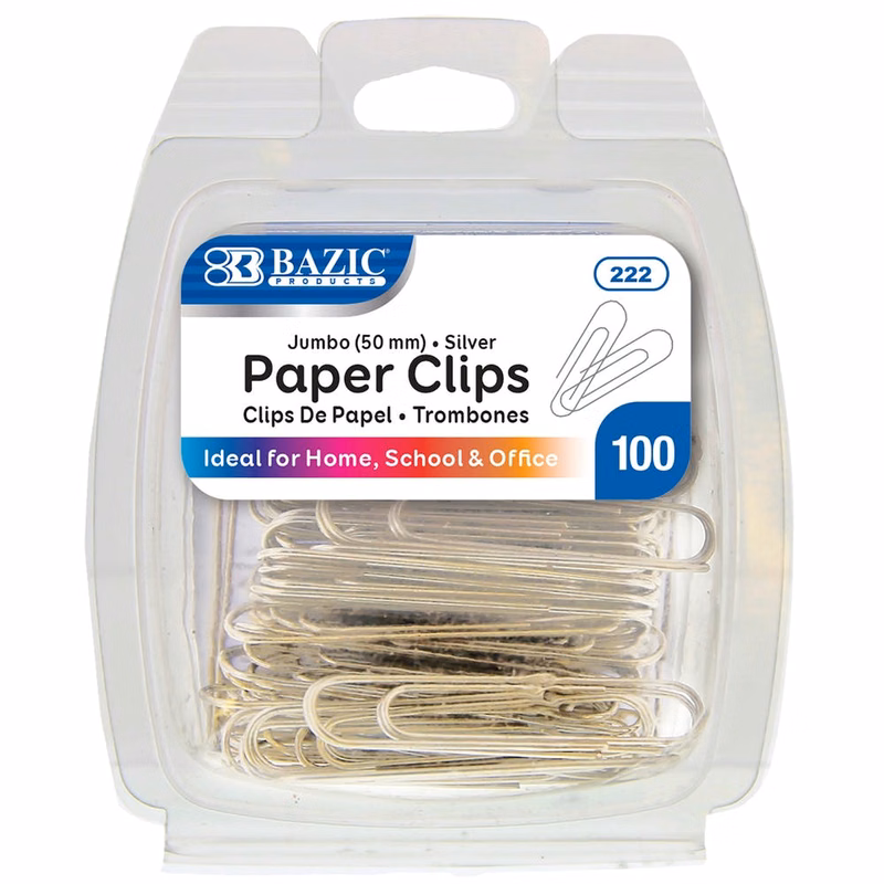 Paper Clips - 100 Count Jumbo Silver