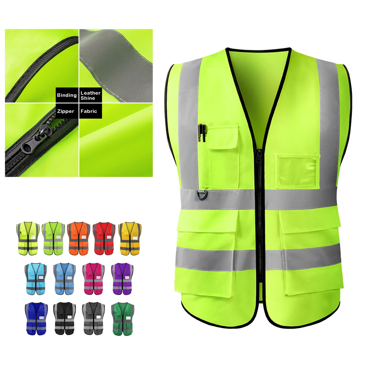 MOQ 50 High-Visibility Work Vest with Pockets 1
