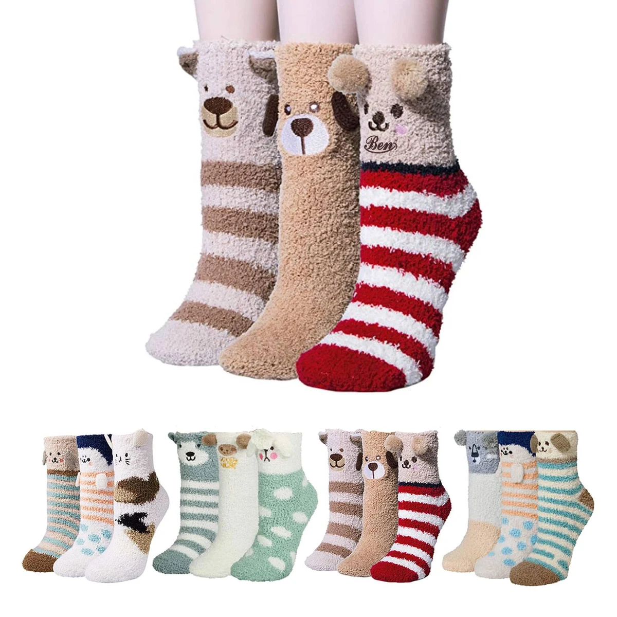 Women's Plush Slipper Socks - Colorful & Warm 1