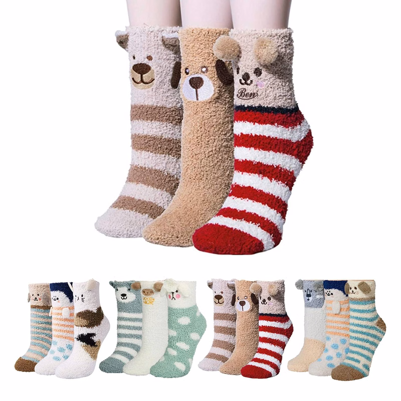 Women's Plush Slipper Socks - Colorful & Warm