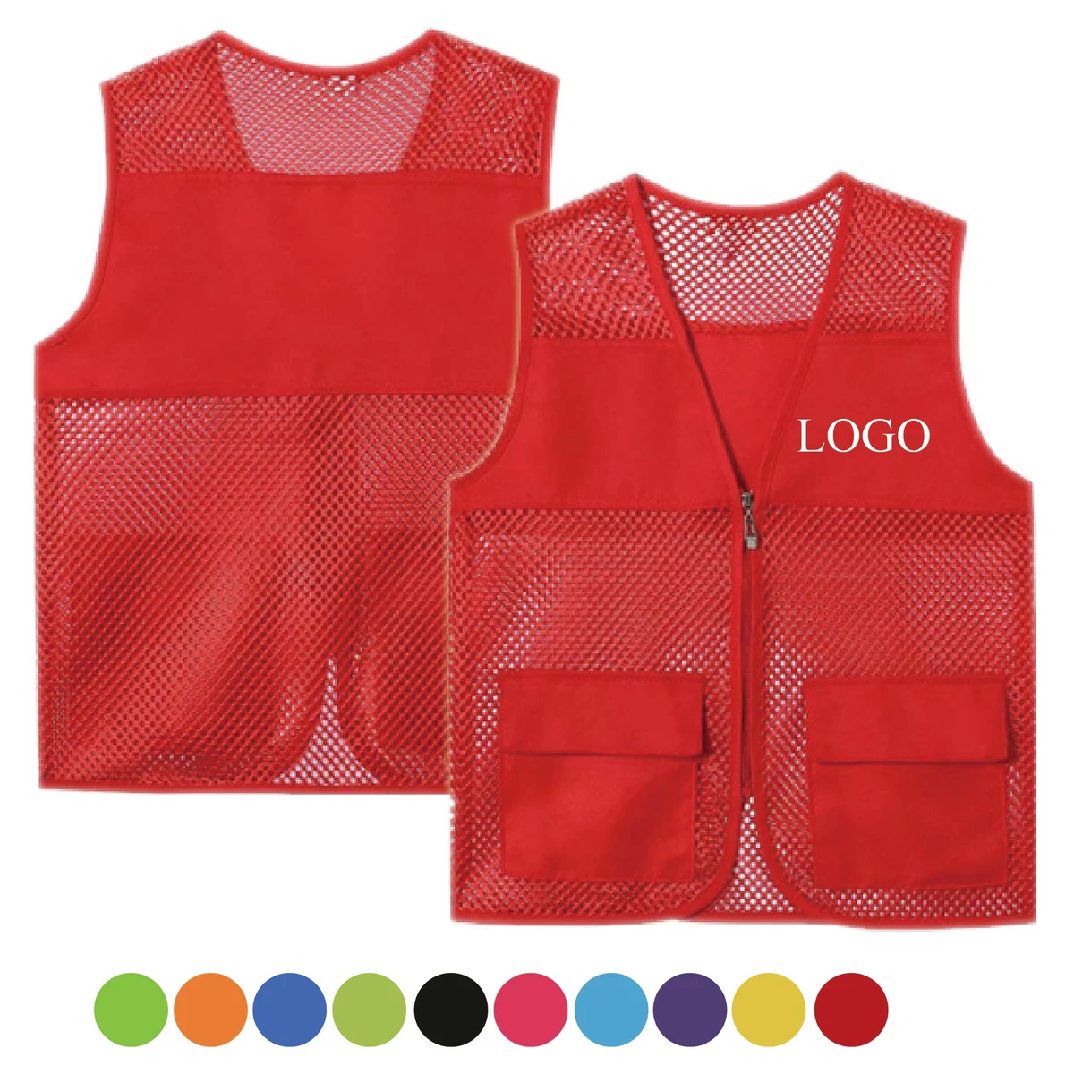 Mesh Sponsorship Vest with Custom Logo and Pockets 1