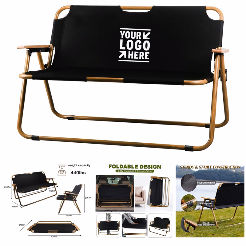 Support 400 lbs Portable Outdoor Camping Durable Fishing Loveseat Folding Chair