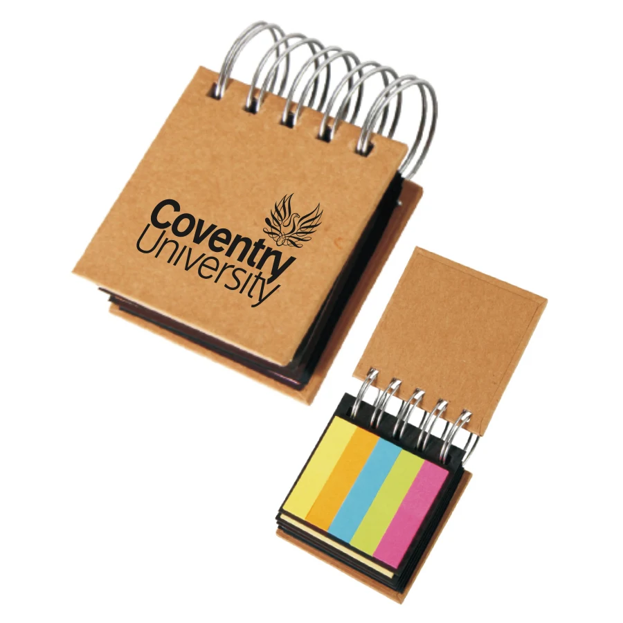 Union Printed - 3x3 Handy Eco-friendly Sticky Memo Pad with Large Spiral Binding - 1-Color Logo 1