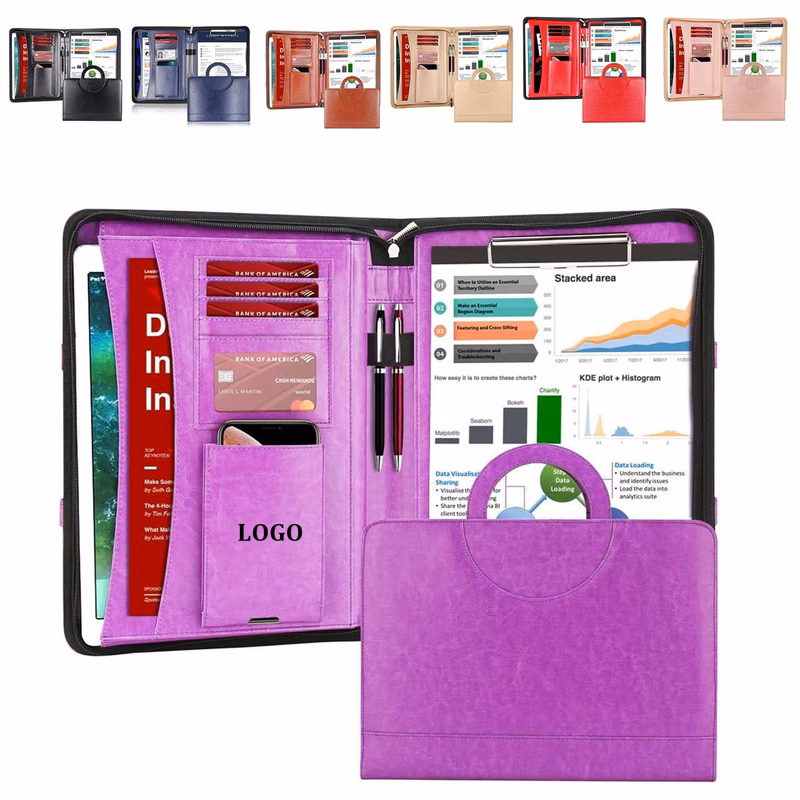 Zippered Leather Padfolio Portfolio