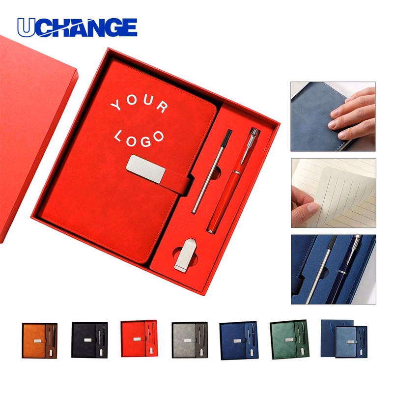 Faux Leather Snap Notebook Gift Set Kit with Thick Paper