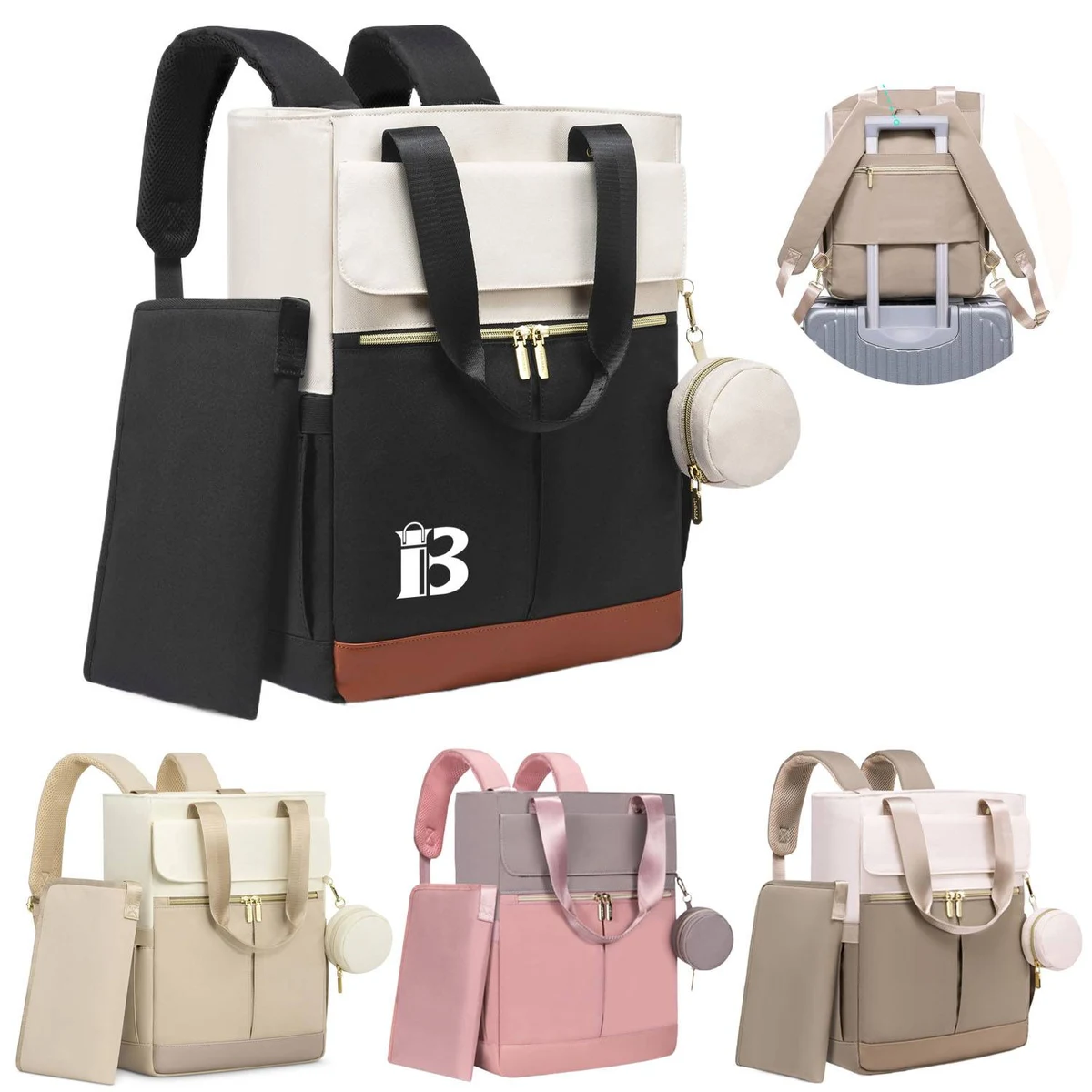 Polyester Diaper Backpack w/ Insulated Pockets Changing Pad 1