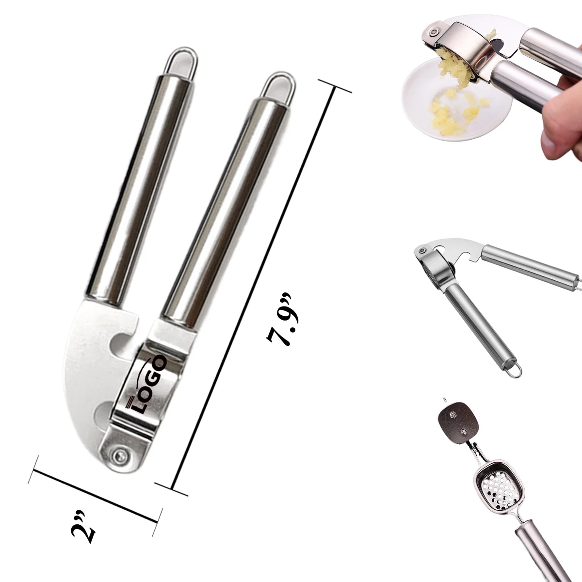 Stainless Garlic Press And Peeler Combo 1
