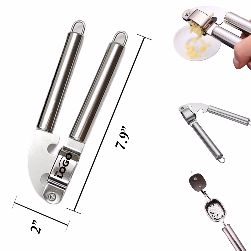 Stainless Garlic Press And Peeler Combo