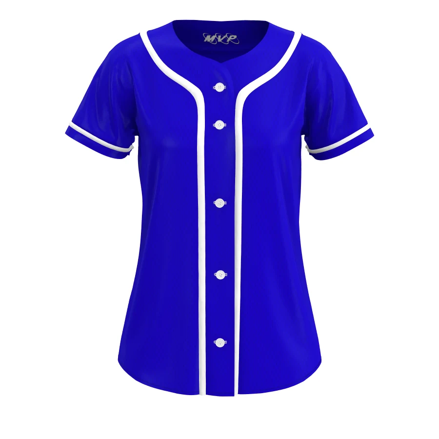 Women's Full Button Baseball Jersey with Piping 1