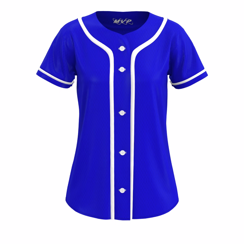 Women's Full Button Baseball Jersey with Piping