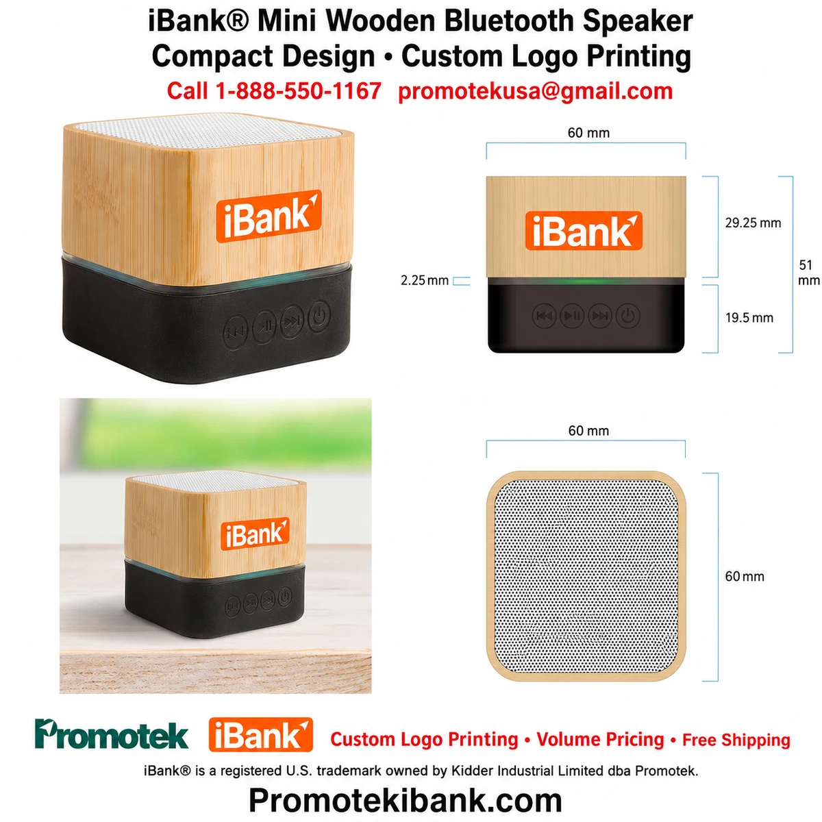 iBank ® Mini Wooden Bluetooth Speaker 1