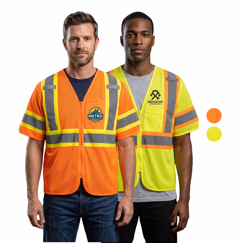 3.8oz. Polyester Class 3 Two Tone Reflective Safety Vest With Pocket