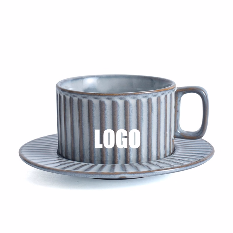 Custom 7 oz Ceramic Coffee Mug Saucer Set