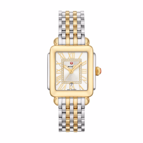 Michele Deco Madison Mid Two-Tone 18K Gold-Plated Diamond Dial Watch