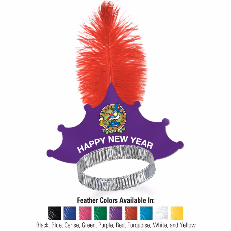 Custom Imprinted Paper Tiaras w/ Ostrich Plume