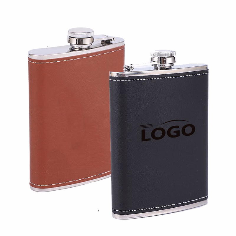 Hip Stainless Steel Flask with Eco Faux Leather Wrap Whiskey