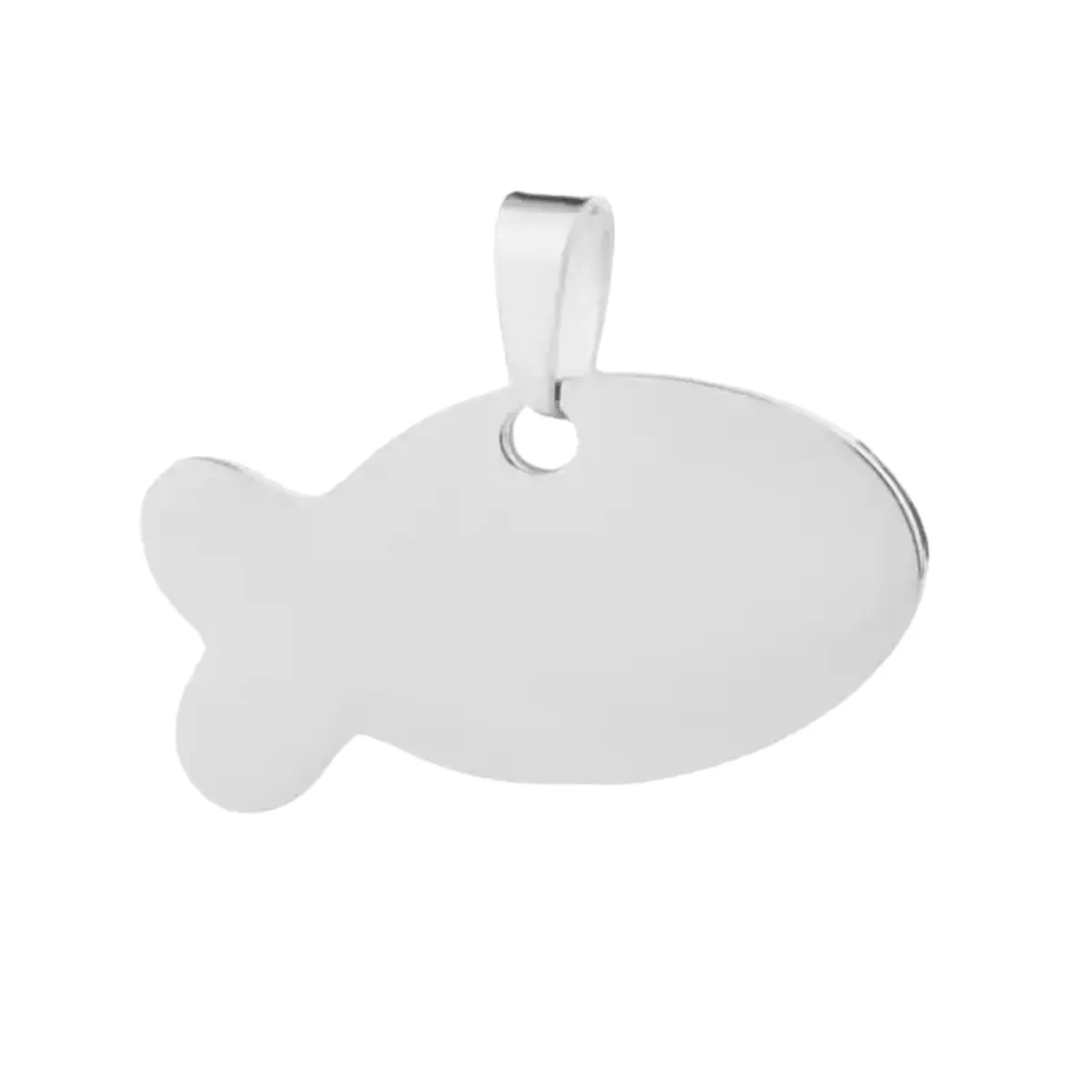 Silver Fish Shaped Stainless Steel Pet Tag 1