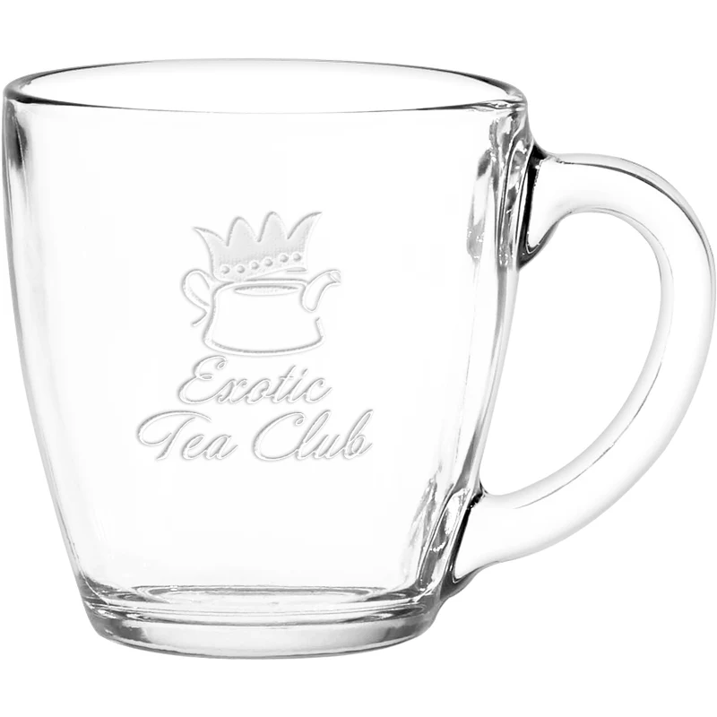 16 oz. Glass Bistro Coffee Mug - Deep Etched 1
