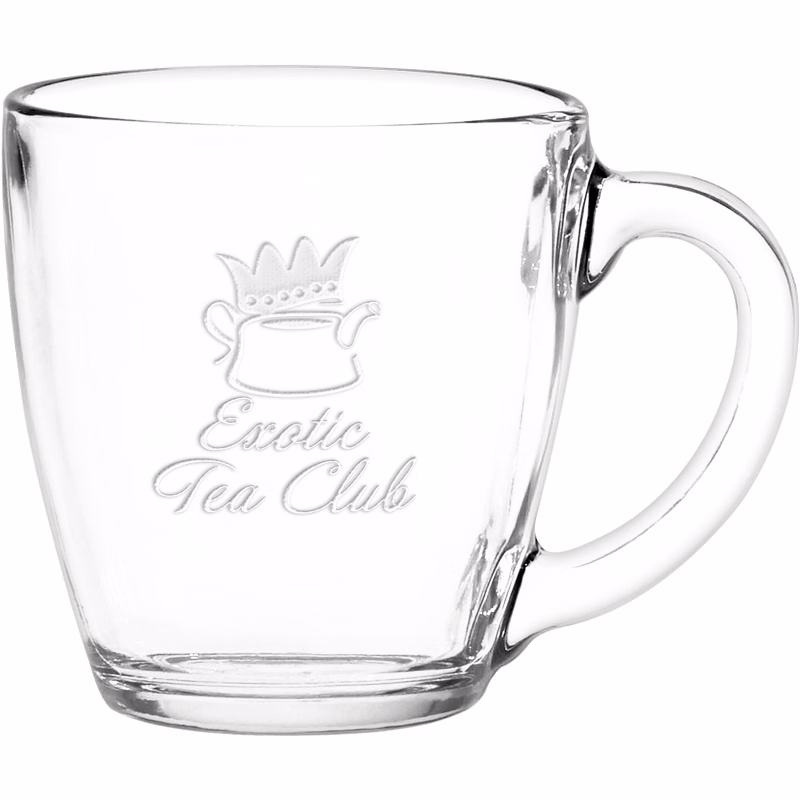 16 oz. Glass Bistro Coffee Mug - Deep Etched