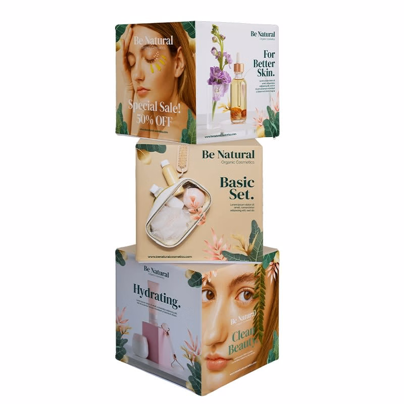 Rotating 3D Fabric Cube Display
