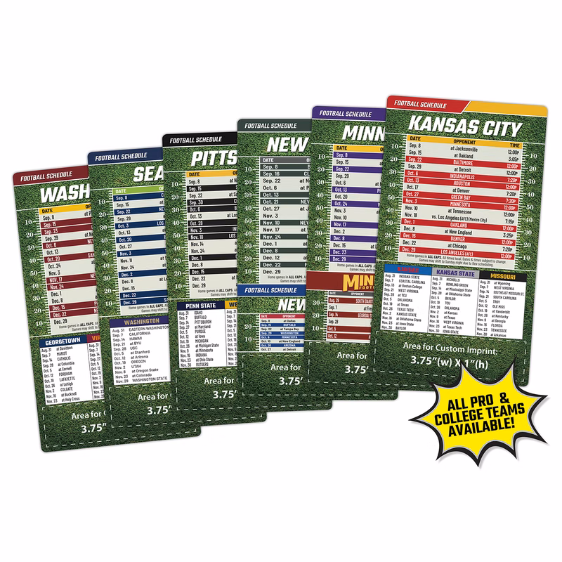 Magnet Football Sport Schedules - 4x7 Round Corners - TEXAM