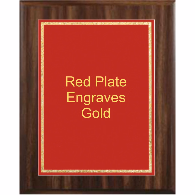 5" x 7" Cherry Finish Plaque with a Red Florentine Frame Designer Plate