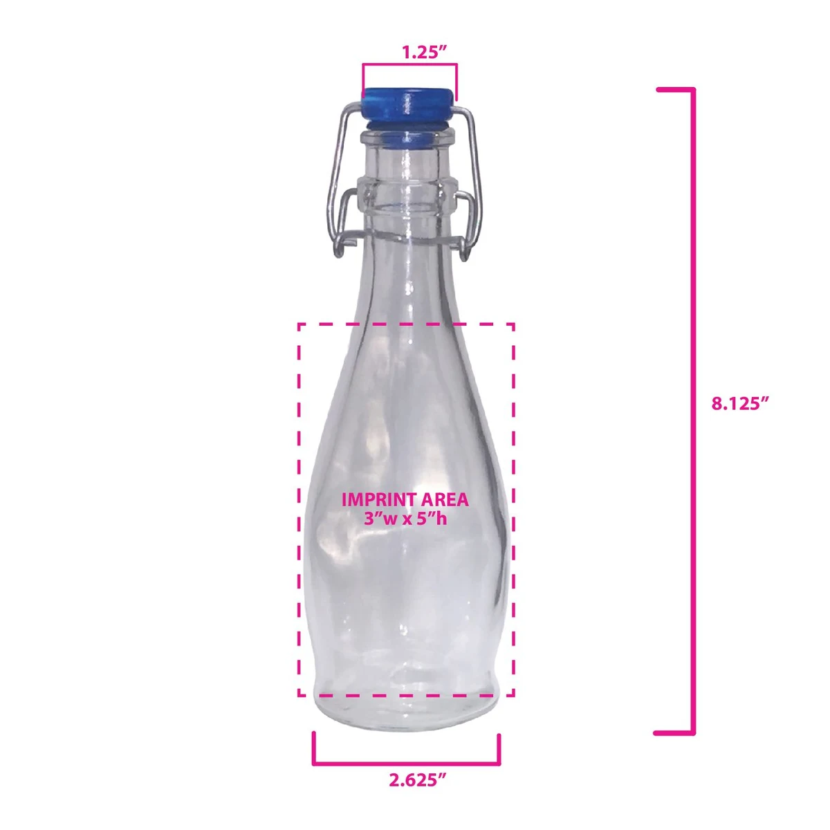 Libbey 12 oz Clear Bottle with Flip-Top Wire Lid 1