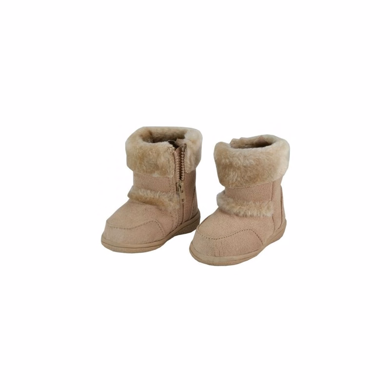 Children's Boots - Faux Fur Beige Sizes 6-9 Age 2-4 Years