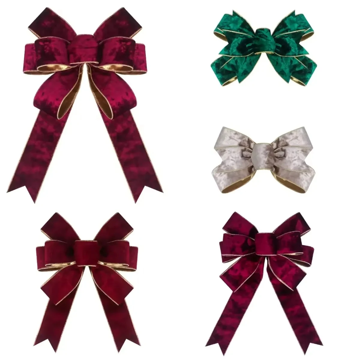 Velvet Burgundy Wreath Bows Decorative Ornaments 1