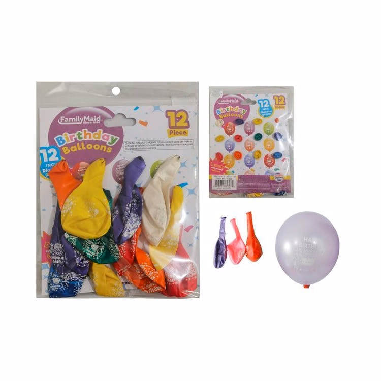 Happy Birthday Balloons - 12 Pack 12"