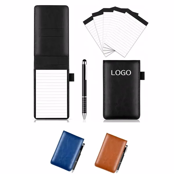 PU Leather Notepad Holder with Pen
