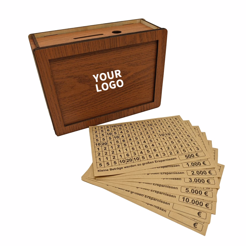 Wooden Savings Box With Tracking Grid