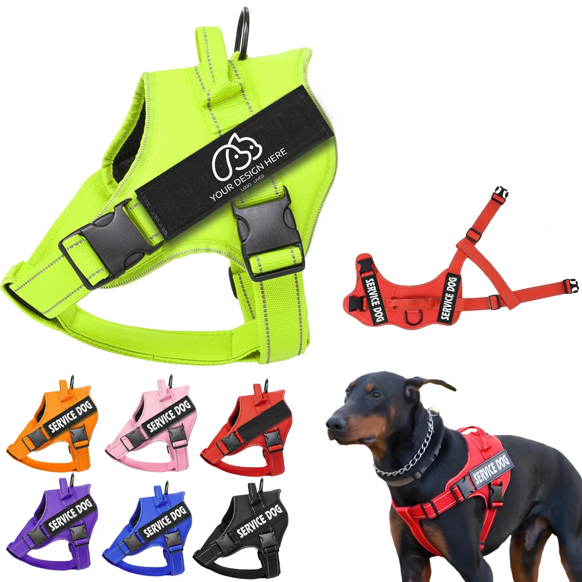 Pet Harness Reflective Adjustable Service Dog Vest 1
