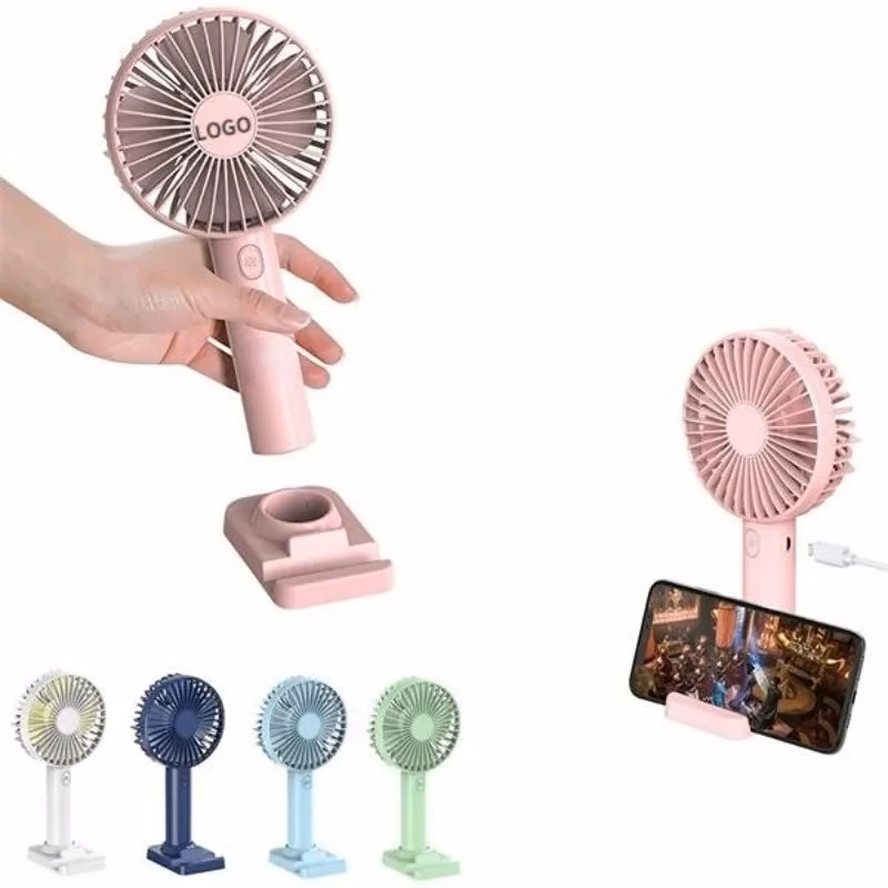 Round Handheld Fan with Phone Stand