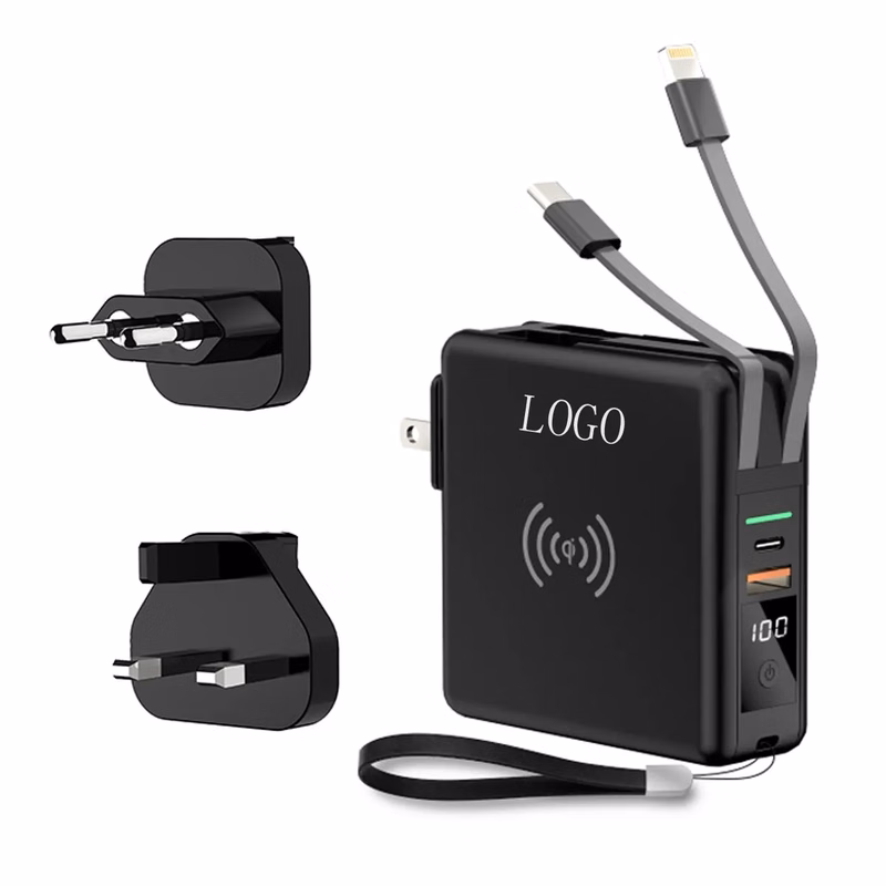 wireless 10000mAh Power Bank with AC Wall Plug