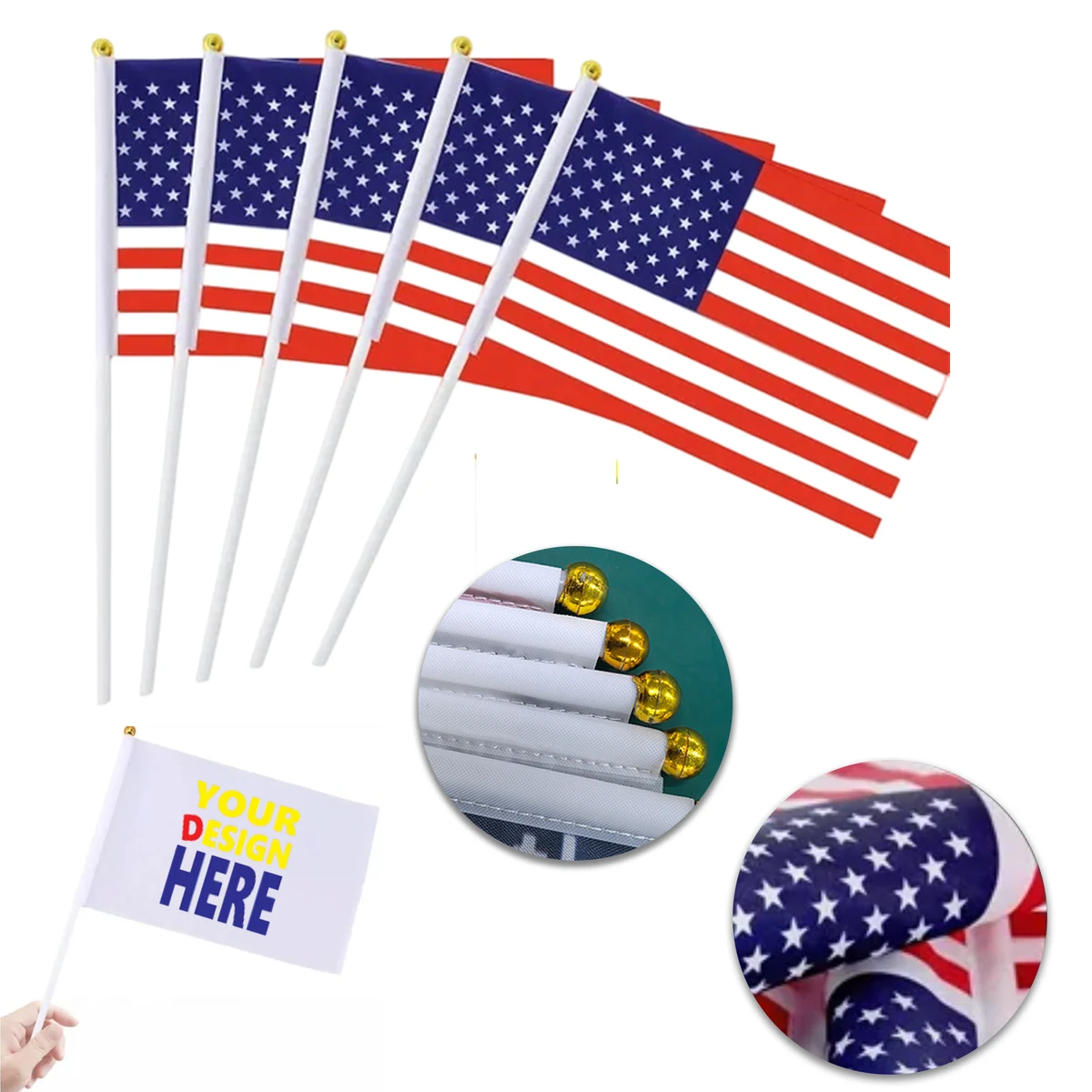 Custom Printed Polyester Hand Held Waving Flag 1