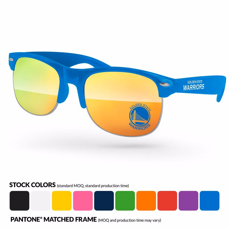 Club Sport Mirror Promotional Sunglasses w/ Temple Imprint