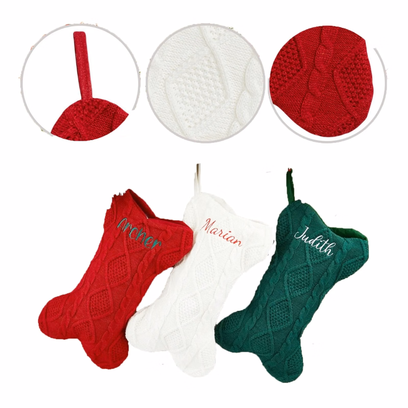 Customized Christmas Knitted Bone Christmas Socks Decoration