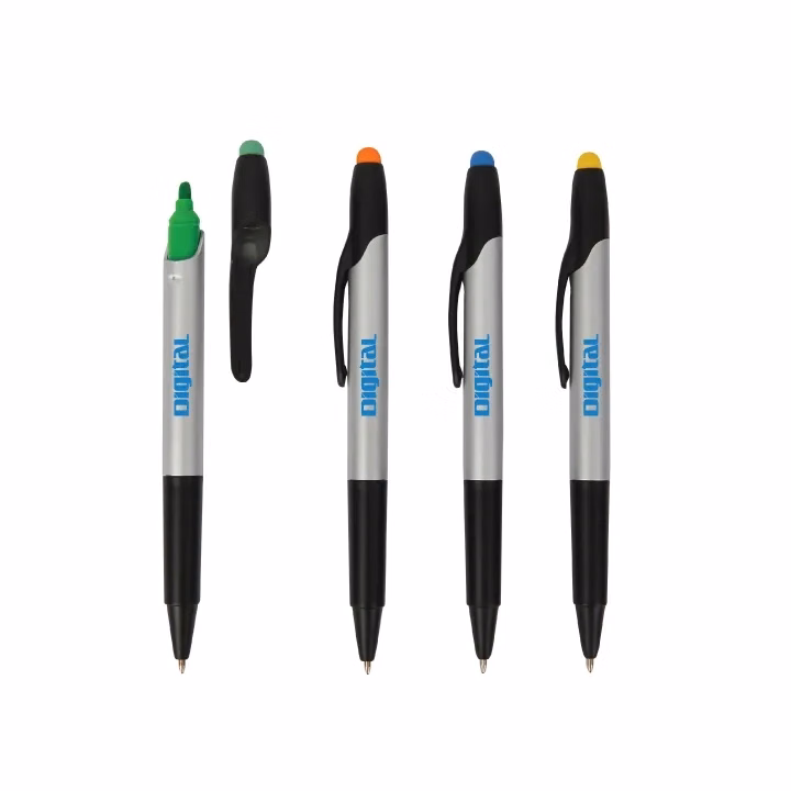 Ballpoint Pen with Highlighter and Stylus
